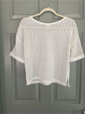 MP|C Women’s Sheer Textured Short Sleeve Top - White